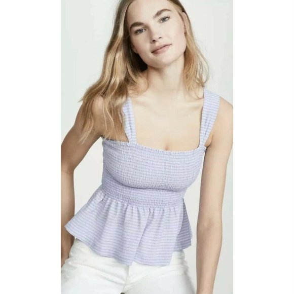 T.La Anthropologie Sivan Lilac Purple Smocked Peplum Top New NWT XL Sleeveless - Picture 1 of 4